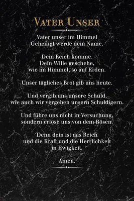 Produktbild von Vater Unser - Schwarzer Marmor - Inspirations Poster Druck - Größe cm
