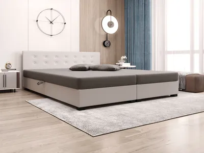 Obrázek produktu pro Manželská postel s úložným prostorem 140x200 ROSIE 11 - tmavě hnědá / ecru