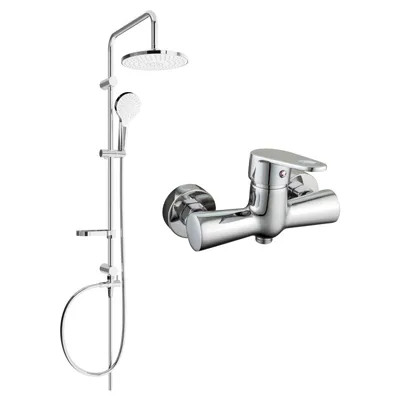 Obrázek produktu pro Mexen Erik odkrytý sprchový set s dešťovou sprchovou hlavicí a sprchovou baterií Kama, Chromovaná - 72540205-00