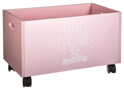 Image de Solidchoice - Boîte à jouets rose avec roulettes, en MDF