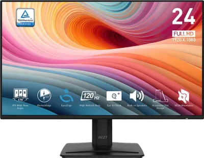 Obrázok produktu pre MSI PRO MP242A E2, 60,5 cm (23.8"), 1920 x 1080 px, Full HD, 4 ms, Čierna