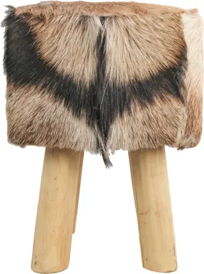 Produktbild von Hocker Teak Ziegenfell 33x33x45 cm quadratisch