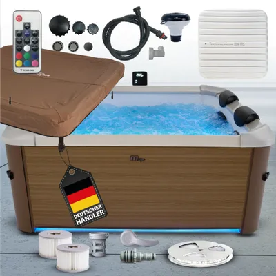 Produktbild von Miweba MSpa Whirlpool Frame Oslo | für 6 Personen - App Steuerung - Pool - Spa - Outdoor - Massagedüsen - RGB LED - Abdeckung - UVC+ Reinigung