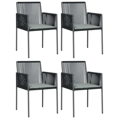 Produktbild von vidaXL Gartenstühle mit Kissen 4 Stk. Schwarz 54x60,5x83,5 cm