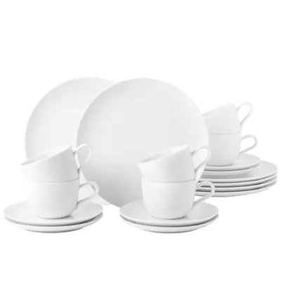 Produktbild von Kaffeeservice - Weiß - Porzellan - für 6 Personen - 18-teilig