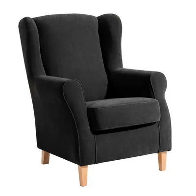 Produktbild von Max Winzer Ohrenbackensessel Lorris - Velourstoff schwarz - Maße: 77 x 86 x 103 cm