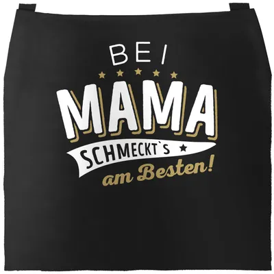 Produktbild von Kochschürze für Männer Frauen Bei Mama schmeckts am besten Küchenschürze Baumwolle Moonworks® schwarz unisize