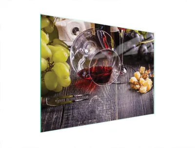 Produktbild von Glasschneidebrett Herdschutzplatte 40x30 cm aus gehärtetem Glas, Wein, rutschfeste Silikonfüße
