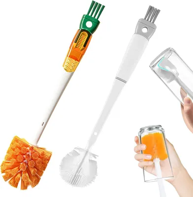 Imagen del producto de Juego de cepillos para botellas, 5 en 1, de 2 piezas, largos, para botellas y biberones