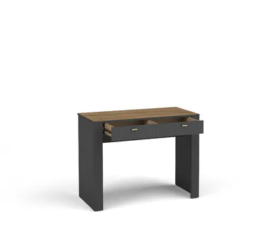 Produktbild von Minio, Schreibtisch "ASSO 10", Schminktisch, Schwarze Farbe / Whisky Eiche