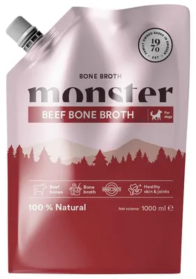 Zdjęcie produktu dla Monster Dog Bone Broth Beef 1000ml Karma Uzupełniająca Dla Psa Bulion z Kości Wołowych