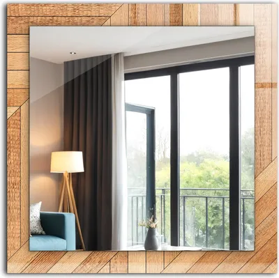 Produktbild von Dekospiegel - Wandspiegel mit Rahmen - Hängespiegel - 60x60 cm - Holzparkett