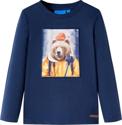 Produktbild von Kinder-Langarmshirt Marineblau Melange 140