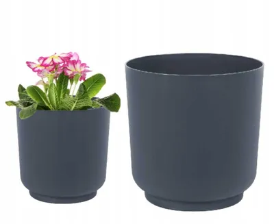 Produktbild von Anthrazit matte Kunststoffhülle für Blumen Satina 17x16,8 cm