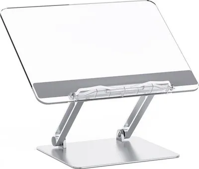 Produktbild von Famanu Buchständer verstellbar und zusammenklappbar - Aluminium und Acryl, transparent