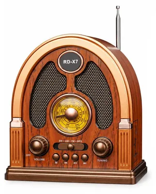 Produktbild von Retro Radio AM/FM/SW mit Bluetooth Lautsprecher – TWS Stereo, USB/TF – Wiederaufladbar, mit Teleskopantenne – Vintage Radio und Bluetooth Speaker für Zuhause