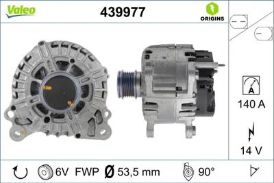 Image de Alternateur 14 V 140 A Ø 54 mm VALEO pour, entre autres, SEAT LEON