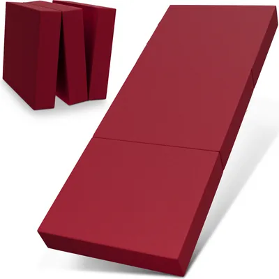 Produktbild von ELONEO Klappmatratze, Gästematratze, 3-teilige Faltmatratze, Schaumstoff extra dick (15cm), waschbar, Bandscheibenwürfel, klappbar, Faltbare Matratze, Erwachsene (Rot, 90 x 200 x 15 cm)