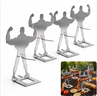 Produktbild von 4er Set lustige Hotdog-Grillhalter für Männer,Hotdog-und Würstchenhalter aus Edelstahl, wiederverwendbar, ideal für Grillen, Camping,Frühlingsausflüge