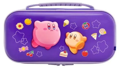 Image de Pochette rigide de protection HORI pour Nintendo Switch 2, jeux et accessoires, motif Kirby et Waddle Dee, violet