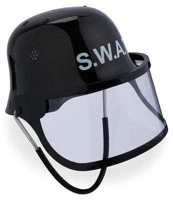 Produktbild von Relaxdays SWAT Helm Kinder, verstellbar, Einsatzhelm, klappbares Visier, HBT: 24,5 x 22,5 x 28 cm, Polizeihelm, schwarz