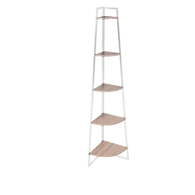 Image de Etagère d'angle en bois et métal "La Casa Blanca" - Blanc - H 180 x P 36 x L 36 cm