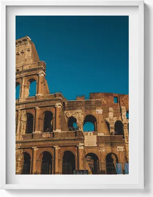 Produktbild von Kolosseum in Italien– Wandbild mit Rahmen – Gerahmtes Bild  – Wanddekoration – 60x80 cm –  Weiß Rahmen