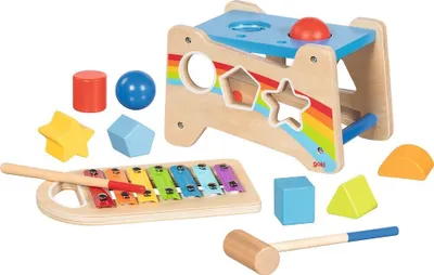 Produktbild von Holz-Hammerbank-Xylophon mit Sortierfunktion, pädagogisches Spielzeug