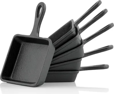 Produktbild von BBQ-Toro Gusseisen Raclette Pfännchen (6 Stück) | 12,5 x 18 cm | Grillzubehör