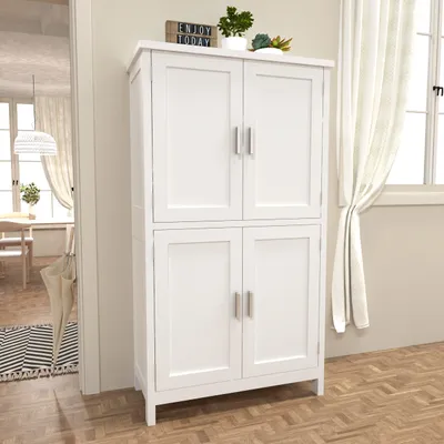 Immagine prodotto di Armadio contenitore - Mobiletto contenitore - Dispensa - Credenza - Armadio bianco - Armadio moderno a 4 ante - Ripiani regolabili
