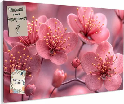 Produktbild von Magnettafel 90x60cm magnetisch & beschreibbar Metall-Board - Kirschbaumblüten