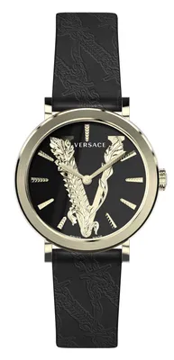 Produktbild von Versace VERI00220 Virtus schwarz gold Leder Armband Uhr Damen NEU