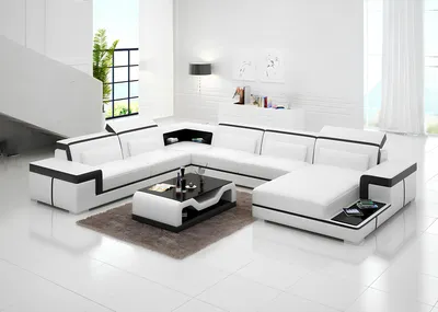 Produktbild von Sofa U-Form Ledersofa Couch Wohnlandschaft Garnitur Design Modern Sofa Ecksofa
