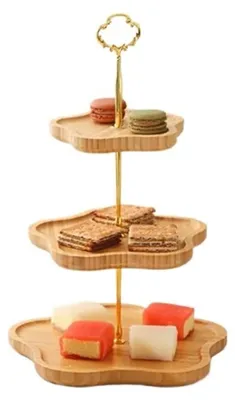 Image de Support à gâteau en bois à deux niveaux