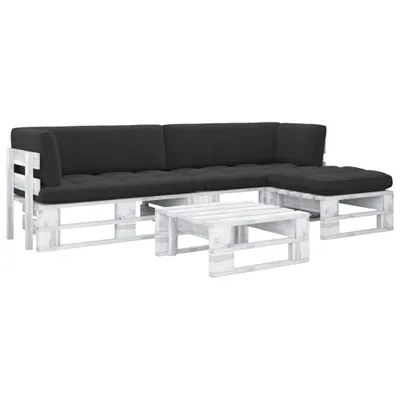 Produktbild von Design 4-tlg. Paletten-Lounge-Set Weiß Imprägniertes Kiefernholz, Gartenmöbel-Sets 2024 Neu