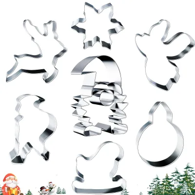 7er Set Weihnachts-Keksausstecher aus Edelstahl