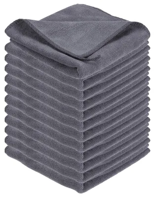 12 Mikrofasertücher 25x25 cm mit Aufhängeband – weich & saugfähig