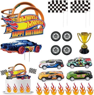 Immagine prodotto di Decorazioni per torte a tema auto, set di 25 pezzi - Ideale per feste di compleanno per bambini