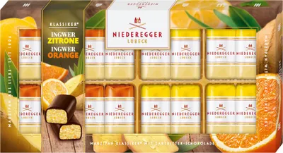 Produktbild von Niederegger Marzipan Klassiker Duo Ingwer-Orange und Zitrone 200g