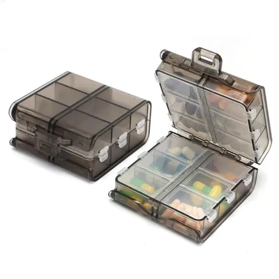 Productafbeelding van 2 stuks tablettenbox voor 7 dagen, met 12 vakken, inklapbaar, zwart
