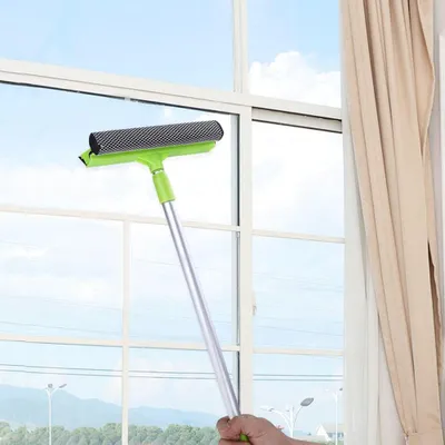Produktbild von Fensterabzieher 1 Stück, Teleskopstiel, Beidseitig Nutzbar, Für Auto Und Haushalt
