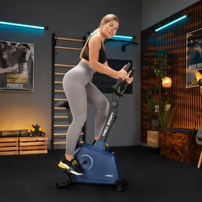 Produktbild von TREX SPORT Heimtrainer Fahrrad für Zuhause TX-380MB RIGON | Magnetisches Fitnessbike, leise | LCD Display, Pulsmesser, 8 Stufen, bis 120kg| Marineblau