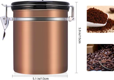 Zdjęcie produktu dla 1.5L 304 Stal nierdzewna Szczelny pojemnik do przechowywania ziaren kawy Puszka złota