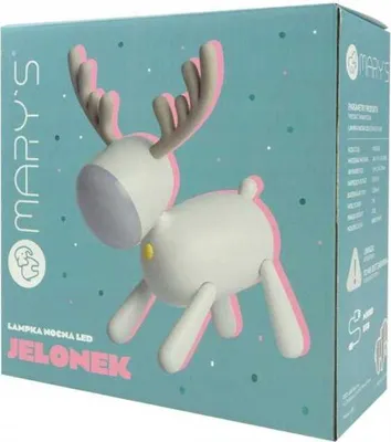 Zdjęcie produktu dla Mary's Lampka Nocna Led Do Pokoju Dziecka Dla Dzieci Jelonek Biały Usb