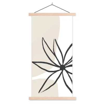 Produktbild von MuchoWow® Textilposter Blumen - Minimalismus - Pastell 40x80 cm mit holzfarbenen Rahmen - Wohnzimmer