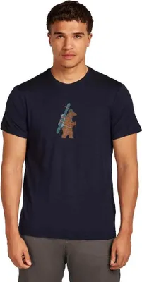 Image de T-shirt à manches courtes Icebreaker Merino 150 Tech Lite, modèle "Bear Tour", couleur bleu, taille XL pour homme