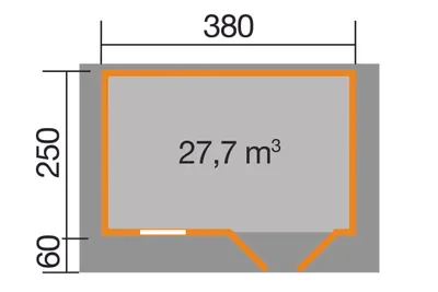 Produktbild von WEKA 111.3825.10.00 Premium Gartenhaus/Blockbohlenhaus Kempten 2 mit Vordach (60 cm)/Doppeltür/Einzelfenster ; Größe: 1 ; Farbgebung: Naturbelassen ; Wandstärke: 28 mm ; Maße (LxBxH): 380 cm x 310 cm x 262 cm ; Seitenwandhöhe: 210 cm
