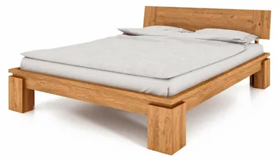 Produktbild von Bett Tinci 2 in Sonderlänge 160x190 cm aus Wildeiche massiv mit Holzkopfteil
