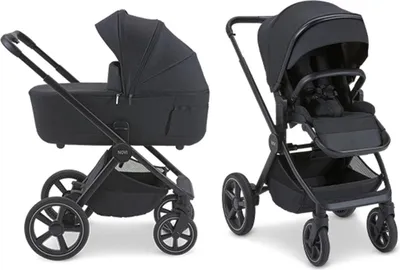 Produktbild von Novi Luna Premium Kombikinderwagen – ab Geburt bis 22 kg – mit Babywanne & Sportsitz – inkl. Regenschutz, Moskitonetz & Adapter-Set - Schwarz