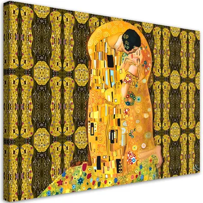 Produktbild von Leinwandbild G.Klimt Erfüllung Frau Abstrakt 100x70 Feeby Gelb bild für die wand bereit zum aufhängen